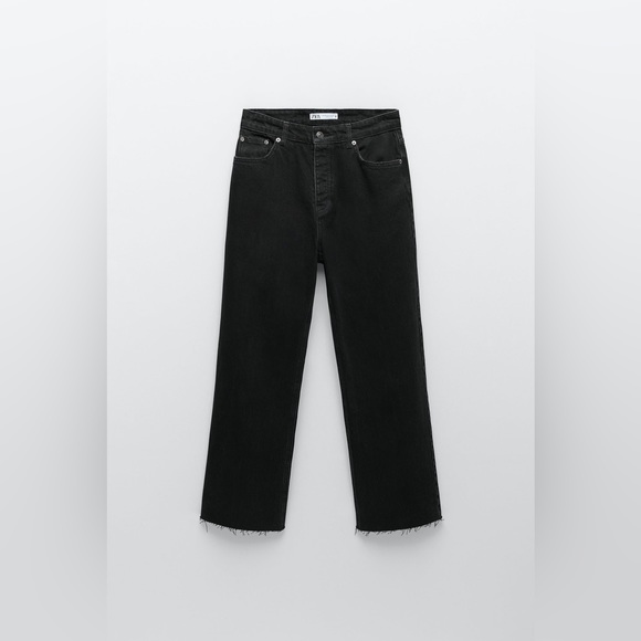 HIGH RISE STRAIGHT ZARA JEANS SIZE 0 BLACK - Picture 4 of 15